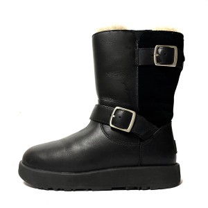 アグ UGG ショートブーツ 22 レディース ブレイダ 1017512 黒 ウォータープルーフ レザー×ムートン【中古】20240513