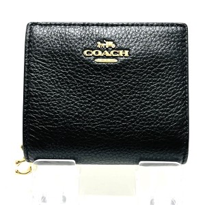 コーチ COACH 2つ折り財布 レディース - C2862 黒 レザー【中古】20240514