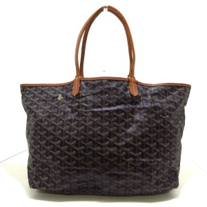 ゴヤール GOYARD トートバッグ レディース サンルイPM 黒×ブラウン×白 コーティングキャンバス×レザー【中古】20240415