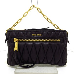 ミュウミュウ miumiu ハンドバッグ レディース バイカー RP0379 黒 チェーンハンドル ナッパレザー 【中古】20240415