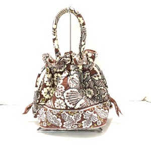 ベラブラッドリー Vera Bradley ハンドバッグ レディース - アイボリー×ダークブラウン×黒 花柄 コットン【中古】20240512