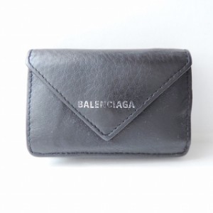 バレンシアガ BALENCIAGA 3つ折り財布 レディース ペーパーミニウォレット 391446 黒 レザー【中古】20240418