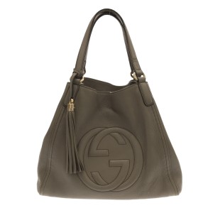 グッチ GUCCI トートバッグ レディース ソーホーセラリウス 282309 グレーベージュ レザー【中古】20240501