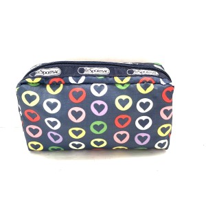 レスポートサック LESPORTSAC ポーチ レディース 美品 - ダークネイビー×マルチ ドット柄/ハート レスポナイロン【中古】20240421