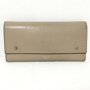 セリーヌ CELINE 長財布 レディース ラージフラップ マルチファンクション 101673JFL グレーベージュ(Dune) レザー【中古】20240424