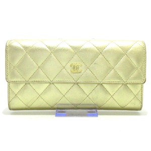 シャネル CHANEL 長財布 レディース マトラッセ ゴールド ラムスキン【中古】20240429