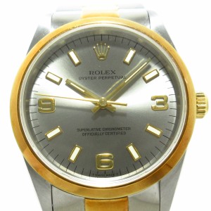 ロレックス ROLEX 腕時計 オイスターパーペチュアル 14203 メンズ SS×K18YG/11コマ+余り2コマ(フルコマ) グレー【中古】20240421
