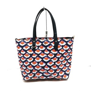 トリーバーチ TORY BURCH ハンドバッグ レディース - ダークネイビー×オレンジ×マルチ PVC(塩化ビニール)×レザー【中古】20240508