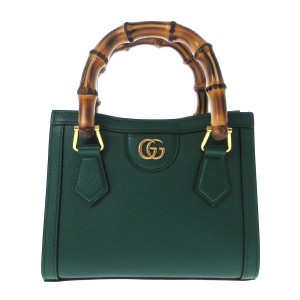 グッチ GUCCI トートバッグ レディース 美品 ダイアナ ミニ トートバッグ 655661 グリーン レザー【中古】20240427