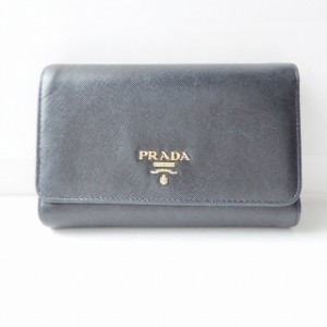 プラダ PRADA 3つ折り財布 レディース - 1M1404 黒 レザー【中古】20240501