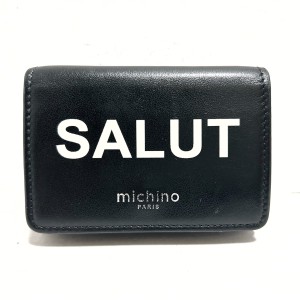 ミチノ michino 3つ折り財布 レディース - 黒 レザー【中古】20240509