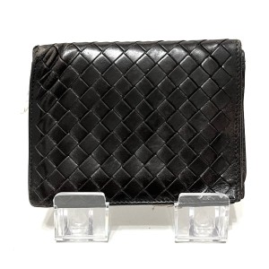 ボッテガヴェネタ BOTTEGA VENETA 札入れ レディース イントレチャート 113113 ダークブラウン レザー【中古】20240426