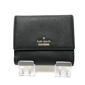 ケイトスペード Kate spade Wホック財布 レディース - PWRU5092 黒 レザー【中古】20240424