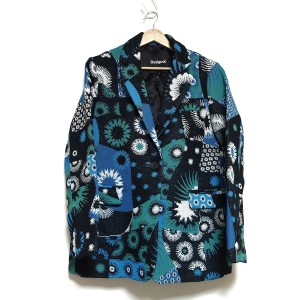 デシグアル Desigual ジャケット サイズL レディース 美品 - 黒×ブルー×マルチ 長袖/秋/冬【中古】20240509