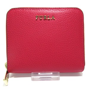 フルラ FURLA 2つ折り財布 レディース レッド ラウンドファスナー レザー【中古】20240527