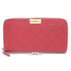 シャネル CHANEL 長財布 レディース マトラッセ レッド ラウンドファスナー/ゴールド金具 カーフスキン【中古】20240609