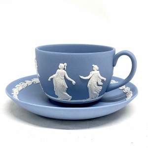 ウェッジウッド WEDG WOOD カップ&ソーサー レディース 新品同様 ジャスパー ブルー×白 陶器【中古】20240604