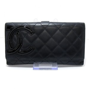 シャネル CHANEL 長財布 レディース カンボンライン 黒 ラムスキン【中古】20240415