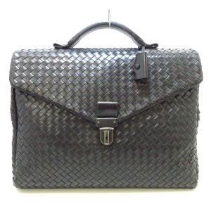 ボッテガヴェネタ BOTTEGA VENETA ビジネスバッグ メンズ イントレチャート 113095 黒 本体ロックあり レザー【中古】20240423