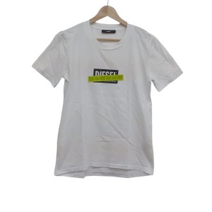 ディーゼル DIESEL 半袖Tシャツ サイズXS レディース 美品 - 白×黒×イエロー クルーネック【中古】20240428