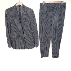 ブルックスブラザーズ BrooksBrothers ダブルスーツ メンズ 美品 - グレー×白 ストライプ/ウエストゴム【中古】20240420