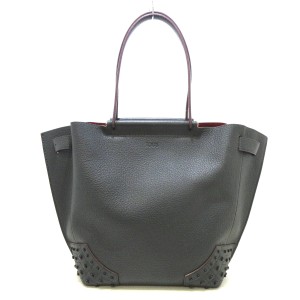 トッズ TOD'S トートバッグ レディース ウェーブ ダークグレー レザー【中古】20240414