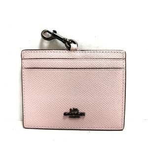 コーチ COACH パスケース レディース 美品 イーストウェスト ID ランヤード 67666 ピンク レザー【中古】20240509