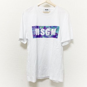 エムエスジィエム MSGM 半袖Tシャツ サイズM メンズ 美品 - 白×パープル×マルチ クルーネック【中古】20240501