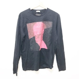 バレンシアガ BALENCIAGA 長袖Tシャツ サイズM メンズ - 215198 TQ935 黒×ピンク クルーネック【中古】20240501