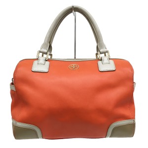 トリーバーチ TORY BURCH ハンドバッグ レディース - オレンジ×グレー×ベージュ ミニボストン レザー【中古】20240517