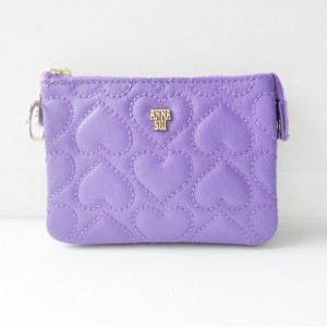 アナスイ ANNA SUI コインケース レディース 美品 - パープル ハート/キルティング レザー【中古】20240509