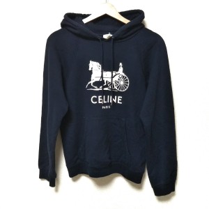 セリーヌ CELINE パーカー サイズM レディース 美品 - ネイビー 長袖/プルオーバー/馬車【中古】20240509