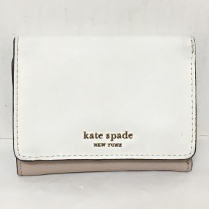 ケイトスペード Kate spade Wホック財布 レディース - WLRU5423 ベージュ×アイボリー レザー【中古】20240504