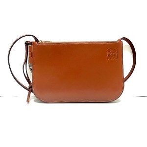 ロエベ LOEWE ショルダーバッグ レディース ゲートダブルジップポーチ 113.54.Z43 ブラウン ナッパレザー【中古】20240522