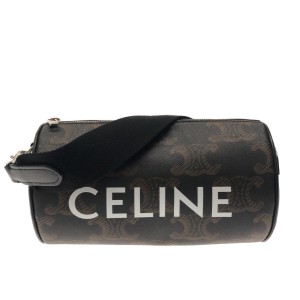 セリーヌ CELINE ショルダーバッグ レディース 美品 シリンダーバッグ/トリオンフキャンバス 黒×ブラウン×白【中古】20240501