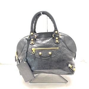 バレンシアガ BALENCIAGA ハンドバッグ レディース クラシックボーリングバッグ 327060 ダークネイビー レザー【中古】20240511