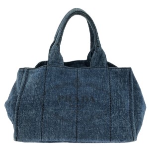 プラダ PRADA トートバッグ レディース CANAPA ブルー デニム【中古】20240526