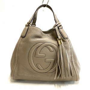 グッチ GUCCI トートバッグ レディース ソーホー 336751 グレーベージュ レザー【中古】20240429