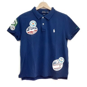 ポロラルフローレン POLObyRalphLauren 半袖ポロシャツ サイズM レディース - ネイビー×白×マルチ【中古】20240509