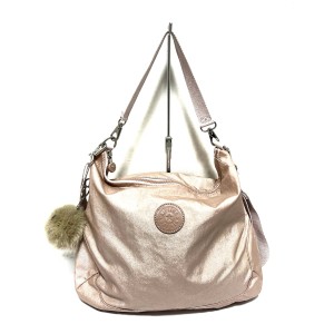 キプリング Kipling ショルダーバッグ レディース 美品 - ピンクベージュ ストラップ着脱可 ナイロン【中古】20240508