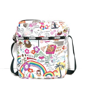 レスポートサック LESPORTSAC ショルダーバッグ レディース - 白×ピンク×マルチ フラワー(花) レスポナイロン【中古】20240512