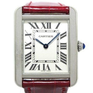 カルティエ Cartier 腕時計 タンクソロSM WSTA0030 レディース SS×革ベルト シルバー【中古】20240428