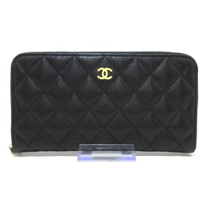 シャネル CHANEL 長財布 レディース マトラッセ AP0242 黒 ゴールド金具/ラウンドファスナー キャビアスキン【中古】20240430