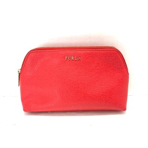 フルラ FURLA ポーチ レディース - レッド レザー【中古】20240504