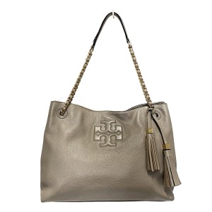 トリーバーチ TORY BURCH ショルダーバッグ レディース - グレーベージュ レザー【中古】20240509