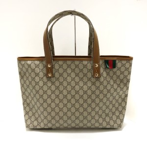 グッチ GUCCI トートバッグ レディース GGプラス・GGスプリーム 211134 ベージュ×グレーベージュ×ブラウン【中古】20240502