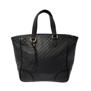 グッチ GUCCI ハンドバッグ レディース 美品 ブリー/マイクログッチシマ 449241 黒 レザー【中古】20240530