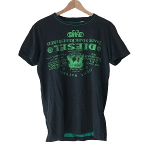 ディーゼル DIESEL 半袖Tシャツ サイズS メンズ - ダークグレー×グリーン クルーネック【中古】20240502