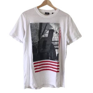 ディーゼル DIESEL 半袖Tシャツ サイズS メンズ - 白×グレー×マルチ クルーネック【中古】20240502