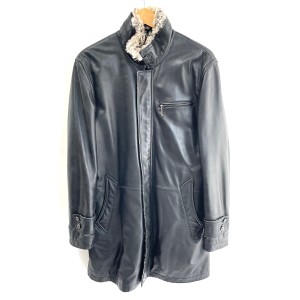 バーバリーブラックレーベル Burberry Black Label コート サイズM メンズ - 黒×ベージュ 長袖/レザー/ファー/秋/冬【中古】20240509